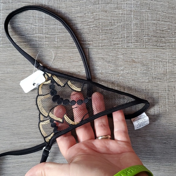 NWT Geisha knicker Black/Gold with string back. Size Medium - Picture 2 of 4